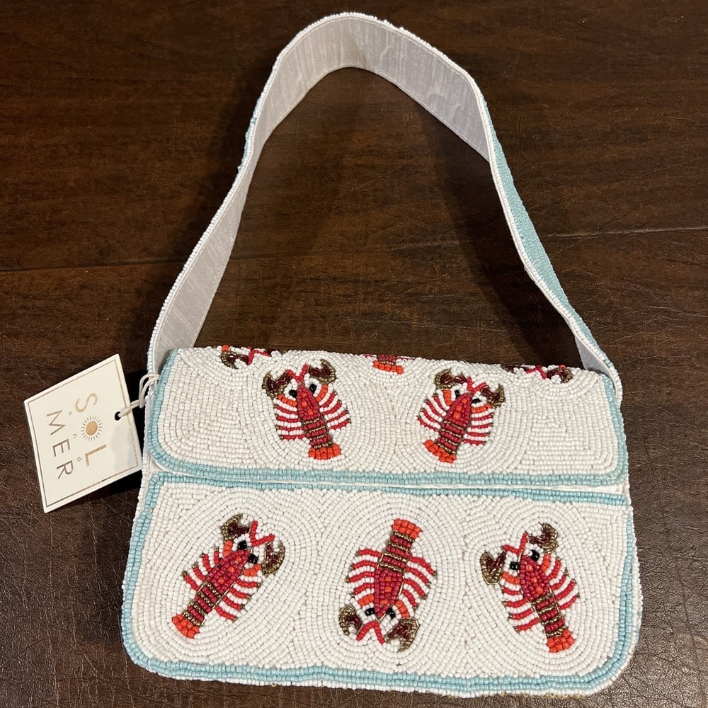 Lobster Beaded Bag Purse White Tik Tok Viral India Sol and Mer